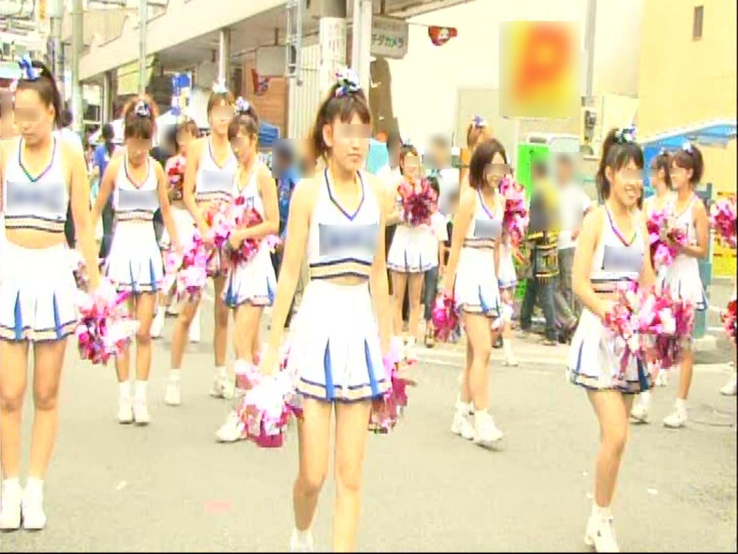 なにわガールズ５２３　懐かしKG 貴重映像！　関西学院大学チアリーダー　青アンスコ　商店街　へそ出しセパレート