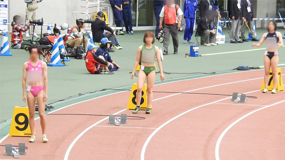 【動画】No.044　青山学院大学　藤井綾乃　緑色ナイキ製セパレートユニフォーム　ハイレグ　ハイカット　女子筋肉　腹筋　インナー　ブルマ