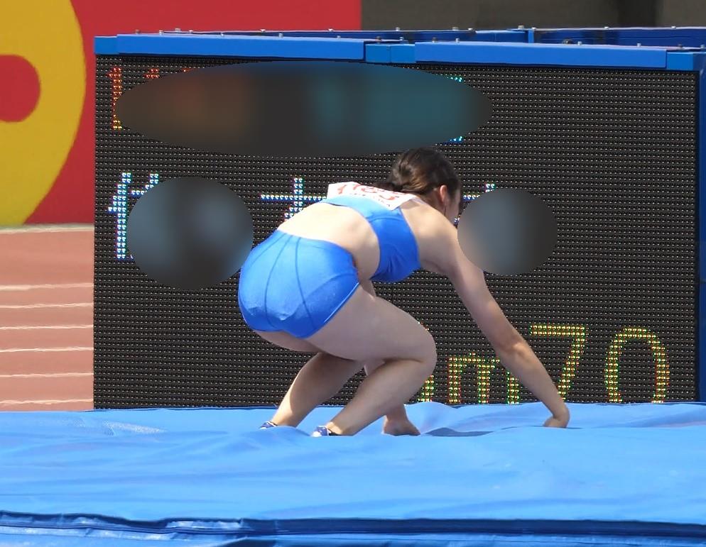 なにわガールズ965【4K】 素材のおかげ⁉　歴史的ポチに周囲騒然⁉　陸上女子　走り高跳び　筑波大学女子陸上部　デサント製ハイレグレーシングブルマ　第106回日本陸上競技選手権大会　第38回U20日本陸上競技選手権大会　ブラトップ胸ポチ　胸ぽち　ブルマはみ尻