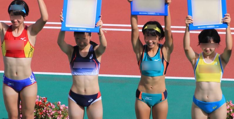 0493_01 走幅跳 その１ 表彰 ニューヨーク kidextenjyu 国体　国体ブルマ　岩手県代表　盛岡第三高校　アシックスブルマ　香川県代表　香川西高校　ミズノ製レーシングブルマ　女子陸上部　鉢巻ブルマ　千葉県代表　宮崎県代表　愛媛県代表　超ハイレグブルマ