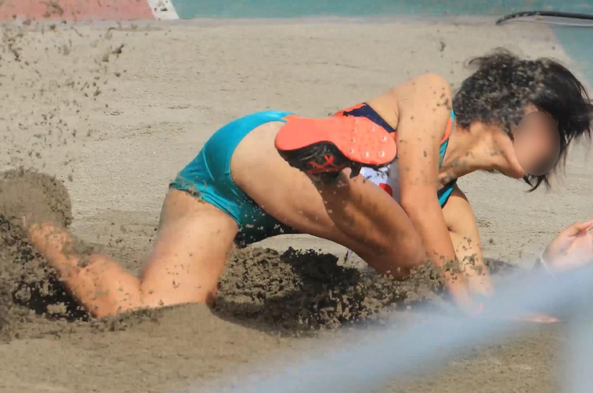 0493_04 走幅跳 その４　ニューヨーク　kidextenjyu　福井しあわせ元気国体2018　国体ブルマ　都道府県代表ブルマ　香川県代表　陸上少年女子　Ｔシャツブルマ　都道府県代表指定Ｔシャツ　愛媛県代表　特注ハイレグレーシングブルマ　石川県代表　砂汚れブルマ